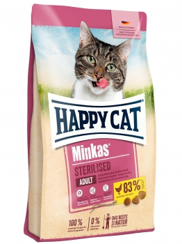 Сухой корм для профилактики МКБ у стерилизованных кошек Happy Cat Minkas Sterilised Adult 33/9 (домашняя птица)